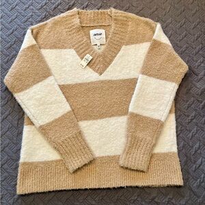 Aerie Women's Striped Sweater - Tan and Cream